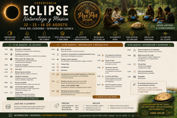 🌞 Eclipse, Naturaleza y Música | Experiencia 12-14 Agosto | Serranía de Cuenca