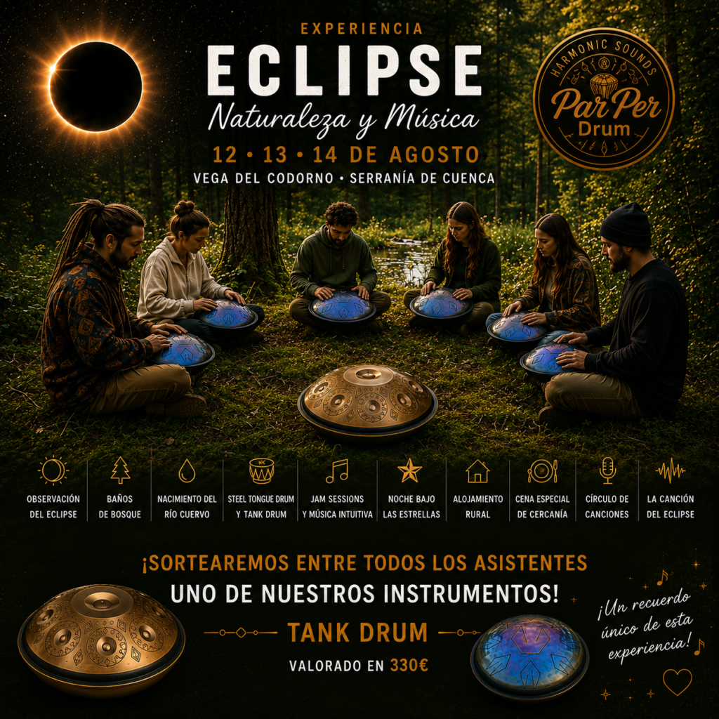 Tank Drum artesanal decorado personalizado de acero afinado a mano por ParPer Drum Harmonic Sounds España
